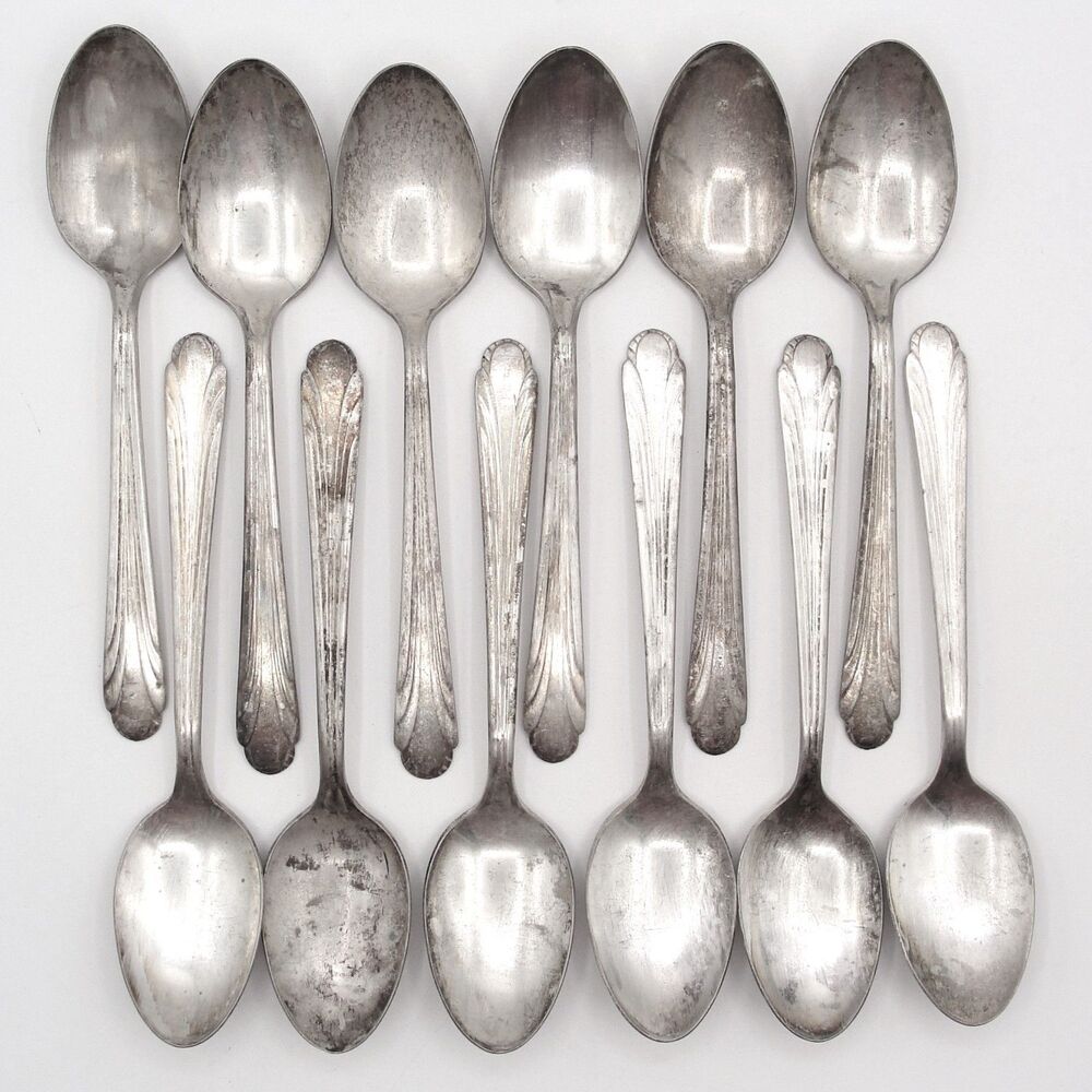 Vintage Sears Roebuck Fashion Silver Plate Debut 1948 Set 12 Teaspoons / Spoons